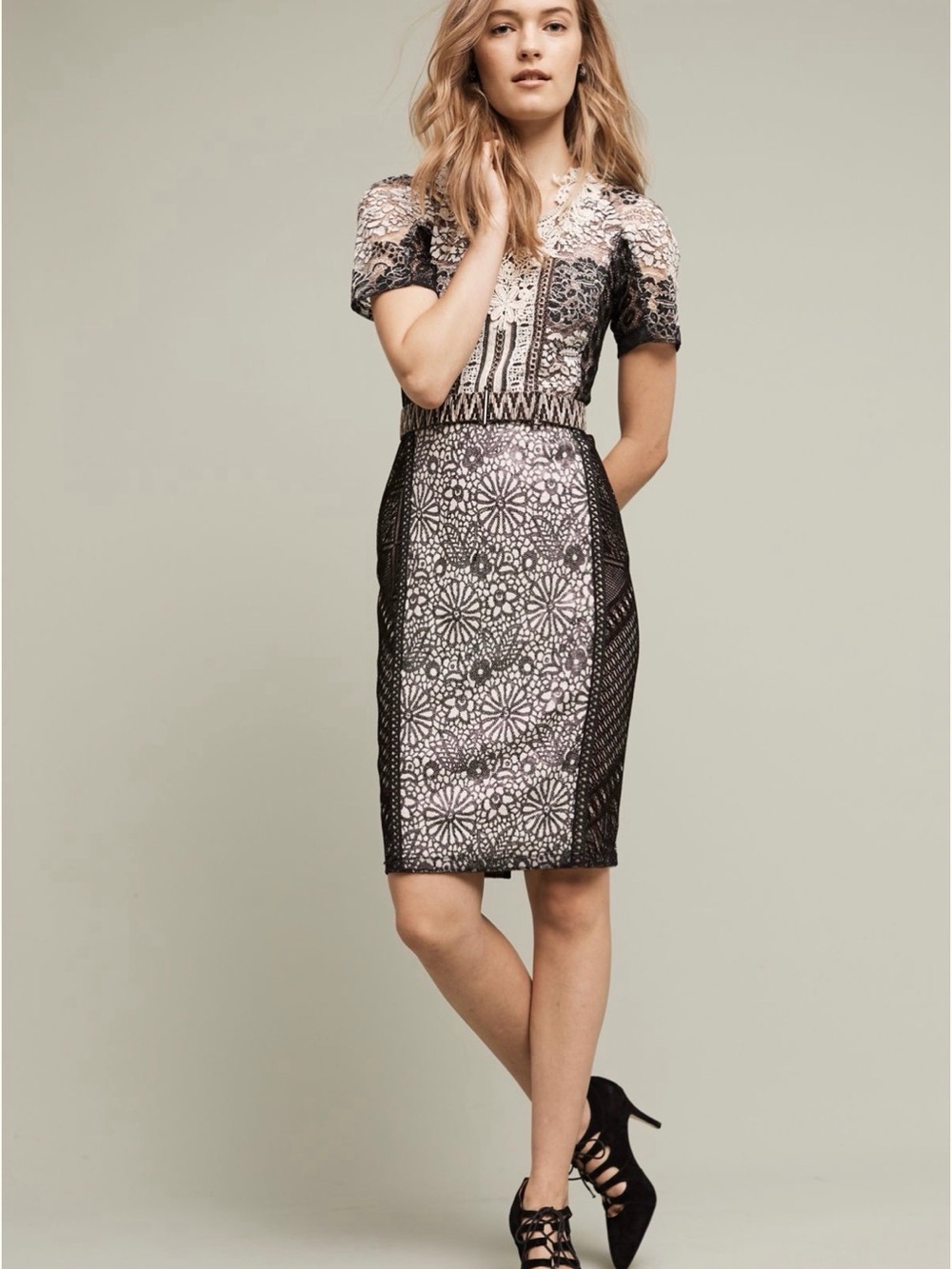 Byron Lars x Anthropologie Lace Sheath Dress with AMAZING Details